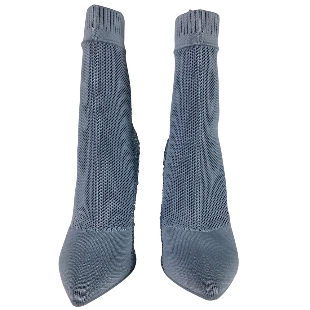 Steve Madden Majesty Womens Blue Rhinestone Knit Sock Booties Pointed Toe Size7M